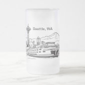 Seattle Ferry & Skyline Line Art Washington Staat Mattglas Bierglas (Mittel)