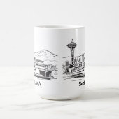 Seattle Ferry & Skyline Washington Staat Line Art Kaffeetasse (Mittel)