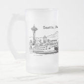 Seattle Ferry & Skyline Washington Staat Line Art Mattglas Bierglas (Links)