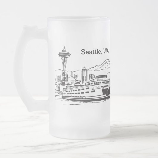 Seattle Ferry & Skyline Washington Staat Line Art Mattglas Bierglas (Links)
