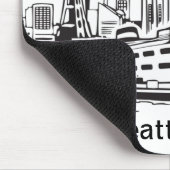 Seattle Ferry & Skyline Washington Staat Line Art Mousepad (Ecke)