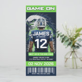 Seattle Football Ticket Birthday Invitation (Stehend Vorderseite)