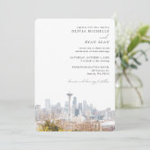 Seattle Foto Wedding Elegante Skyline Einladung (Stehend Vorderseite)