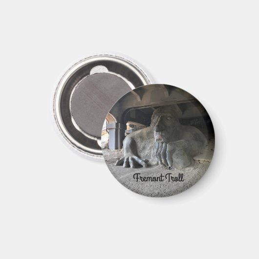 Seattle Fremont Troll #1 Round Magnet (Vorderseite/Rückseite)
