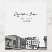 Seattle Gastgeschenk Hochzeit Public Market Weinetikett (Einzelnes Label)