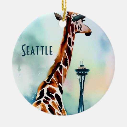 Seattle Giraffe Christmas Souvenir Keramik Ornament (Vorne)
