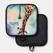 Seattle Giraffe Magnetkarte Topflappen (Vorderseite/Rückseite)