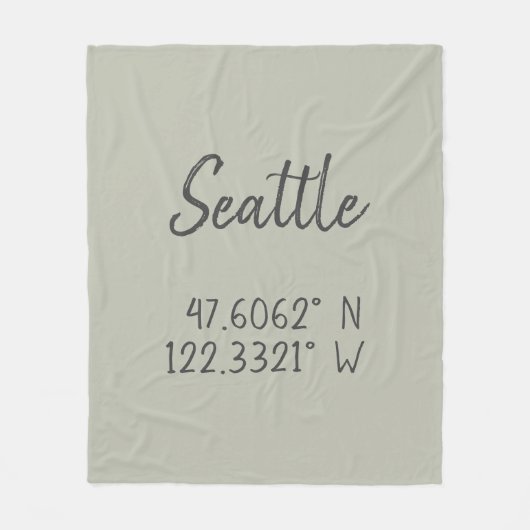 Seattle GPS koordiniert Längengrad Fleecedecke (Vorderseite)