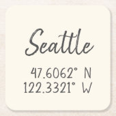 Seattle GPS koordiniert Längengrad Latitude Pa Rechteckiger Pappuntersetzer (Vorderseite)