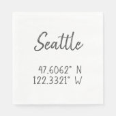 Seattle GPS koordiniert Längengrad Serviette (Vorderseite)