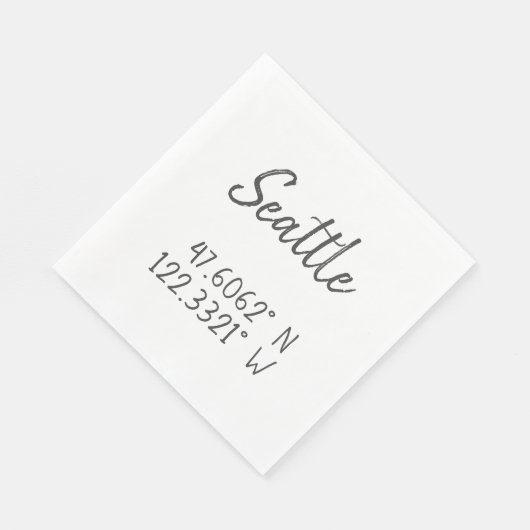 Seattle GPS koordiniert Längengrad Serviette (Ecke)