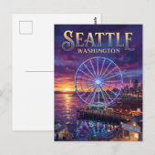 Seattle Great Wheel USA Postkarte (Vorne/Hinten)
