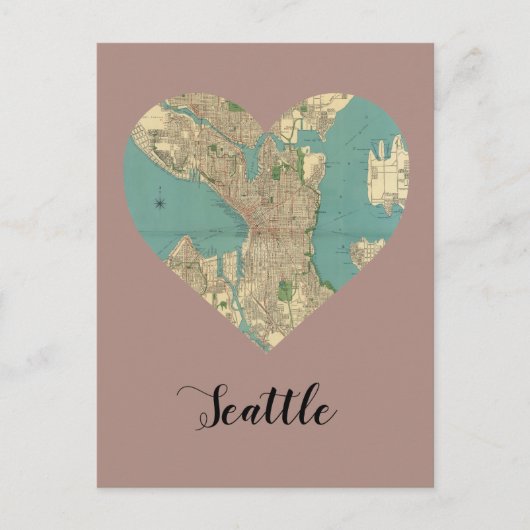 Seattle Heart Map Postkarte (Vorderseite)