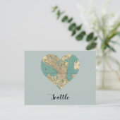 Seattle Heart Map Postkarte (Stehend Vorderseite)