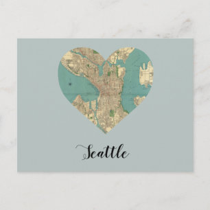 Seattle Heart Map Postkarte
