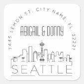 Seattle Hochzeit in Urlaubsort Quadratischer Aufkleber (Vorderseite)