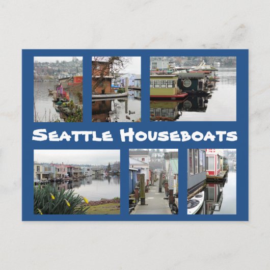 Seattle Houseboats Collage Postkarte (Vorderseite)