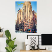 Seattle Iconic Tall Brick Gebäude Stadtansicht Poster (Heimbüro)