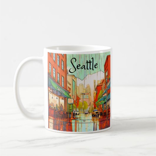 Seattle im Regen Kaffeetasse (Links)
