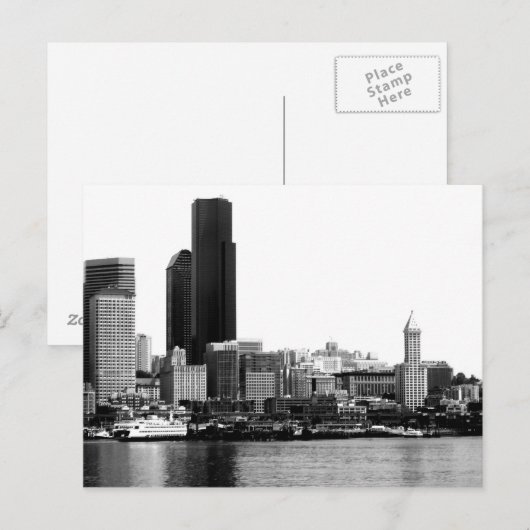 Seattle in B&W Postkarte (Vorne/Hinten)