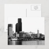 Seattle in B&W Postkarte (Vorne/Hinten)