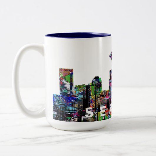 Seattle in Graffiti Zweifarbige Tasse (Links)