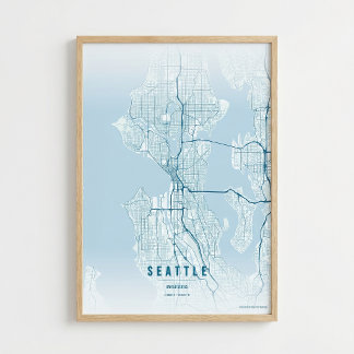 Seattle Karte Ozean Druck Washington Stadt Wandkun Poster