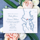 Seattle Lake Washington Map Elegant Navy Wedding Einladung