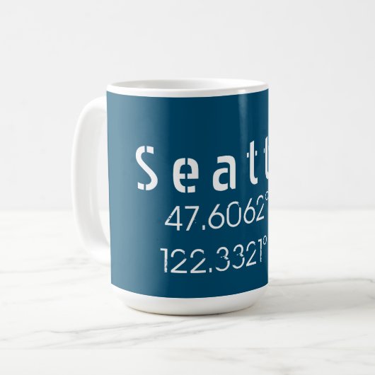 Seattle Latitude Longitude Kaffeetasse (Vorderseite Links)