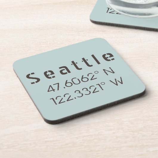 Seattle Latitude und Longitude Getränkeuntersetzer (Linke Seite)