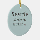 Seattle Latitude und Longitude Keramik Ornament (Rechts)