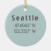 Seattle Latitude und Longitude Keramik Ornament (Vorne)