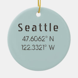 Seattle Latitude und Longitude Keramik Ornament