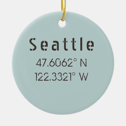 Seattle Latitude und Longitude Keramik Ornament (Vorne)