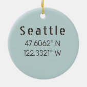 Seattle Latitude und Longitude Keramik Ornament (Hinten)