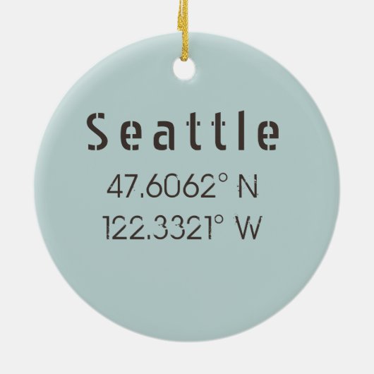 Seattle Latitude und Longitude Keramik Ornament (Hinten)