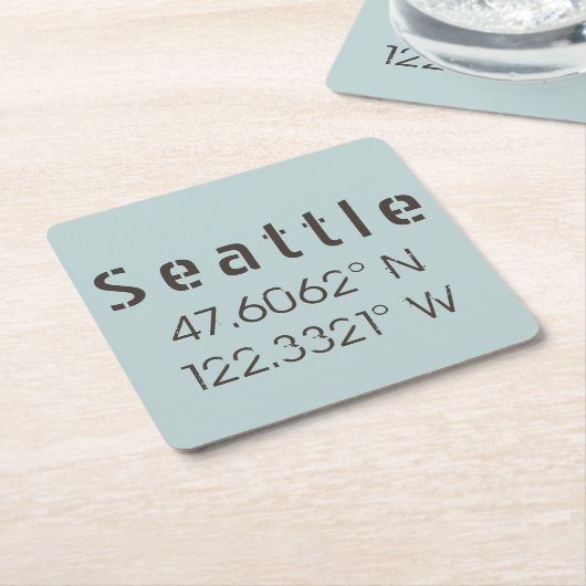 Seattle Latitude und Longitude Rechteckiger Pappuntersetzer (angewinkelt)