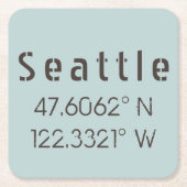 Seattle Latitude und Longitude Rechteckiger Pappuntersetzer (Vorderseite)