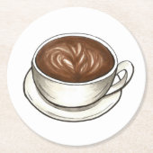 Seattle Latte Coffee Cup Latte Cappuccino Barista Runder Pappuntersetzer (Vorderseite)