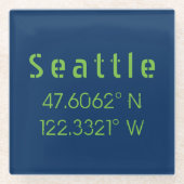 Seattle Longitude Latitude Team Colors Glasuntersetzer (Vorderseite)