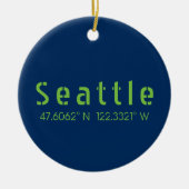 Seattle Longitude Latitude Team Colors Keramik Ornament (Vorne)