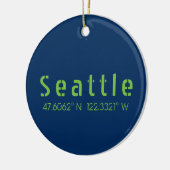 Seattle Longitude Latitude Team Colors Keramik Ornament (Links)