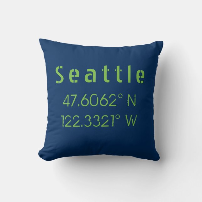 Seattle Longitude Latitude Team Colors Kissen (Vorderseite)