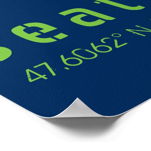 Seattle Longitude Latitude Team Colors Poster (Ecke)