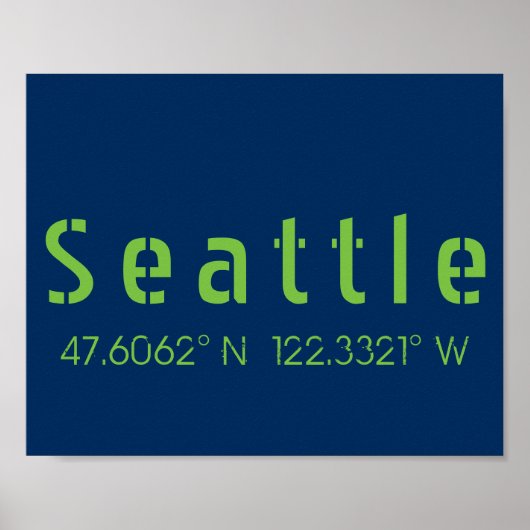 Seattle Longitude Latitude Team Colors Poster (Vorne)