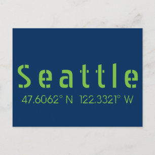 Seattle Longitude Latitude Team Colors Postkarte