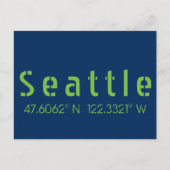 Seattle Longitude Latitude Team Colors Postkarte (Vorderseite)