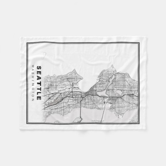 Seattle Map Fleecedecke (Vorderseite (Horizontal))