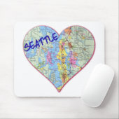 Seattle Map Heart Mousepad (Mit Mouse)