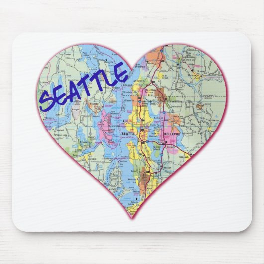 Seattle Map Heart Mousepad (Vorne)